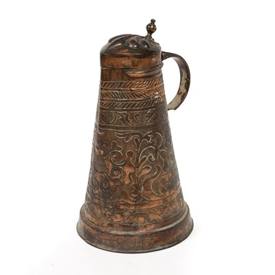 Lot 66 - An arts and crafts copper jug of tapering form...