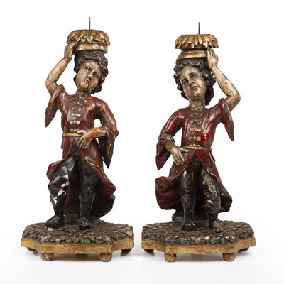 Lot 62 - A pair of 18th/19th century Italian carved and...