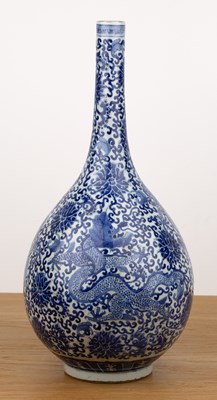 Lot 55 - Blue and white porcelain bottle vase Chinese,...