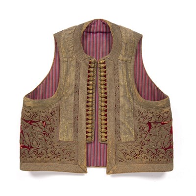 Lot 300 - Velvet waistcoat Ottoman burgundy ground with...