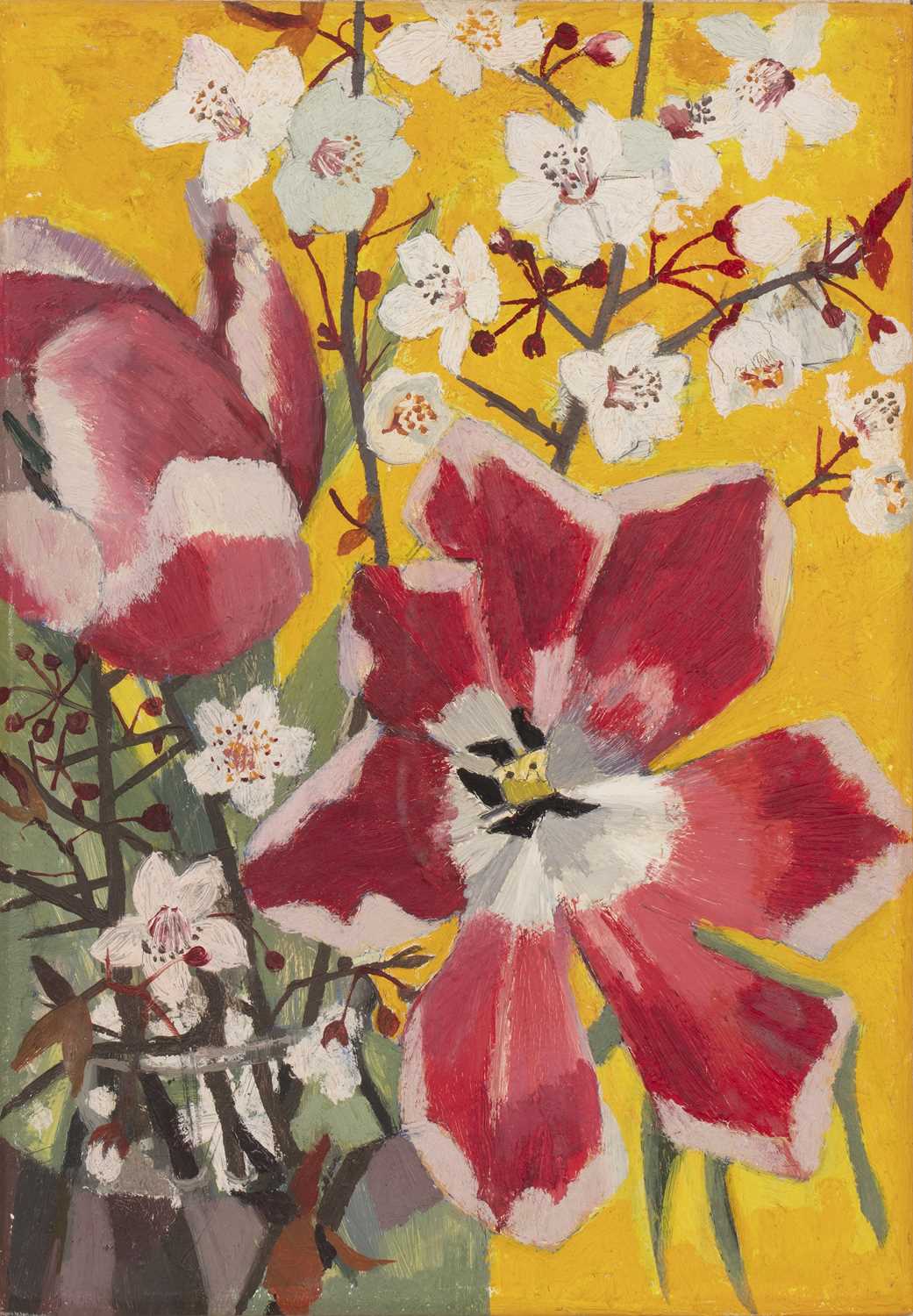 Lot 124 - Norma Jameson (b.1933) 'Tulips and prunus...