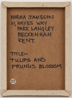 Lot 124 - Norma Jameson (b.1933) 'Tulips and prunus...
