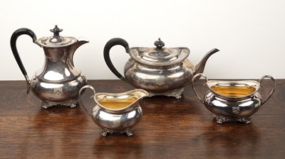 Lot 203 - George V silver four piece tea set comprising...