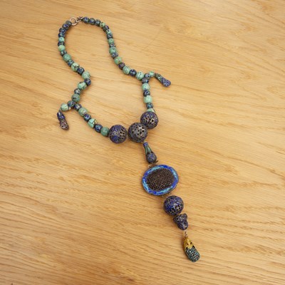 Lot 239 - Bead, enamel and gilt metal necklace Chinese...