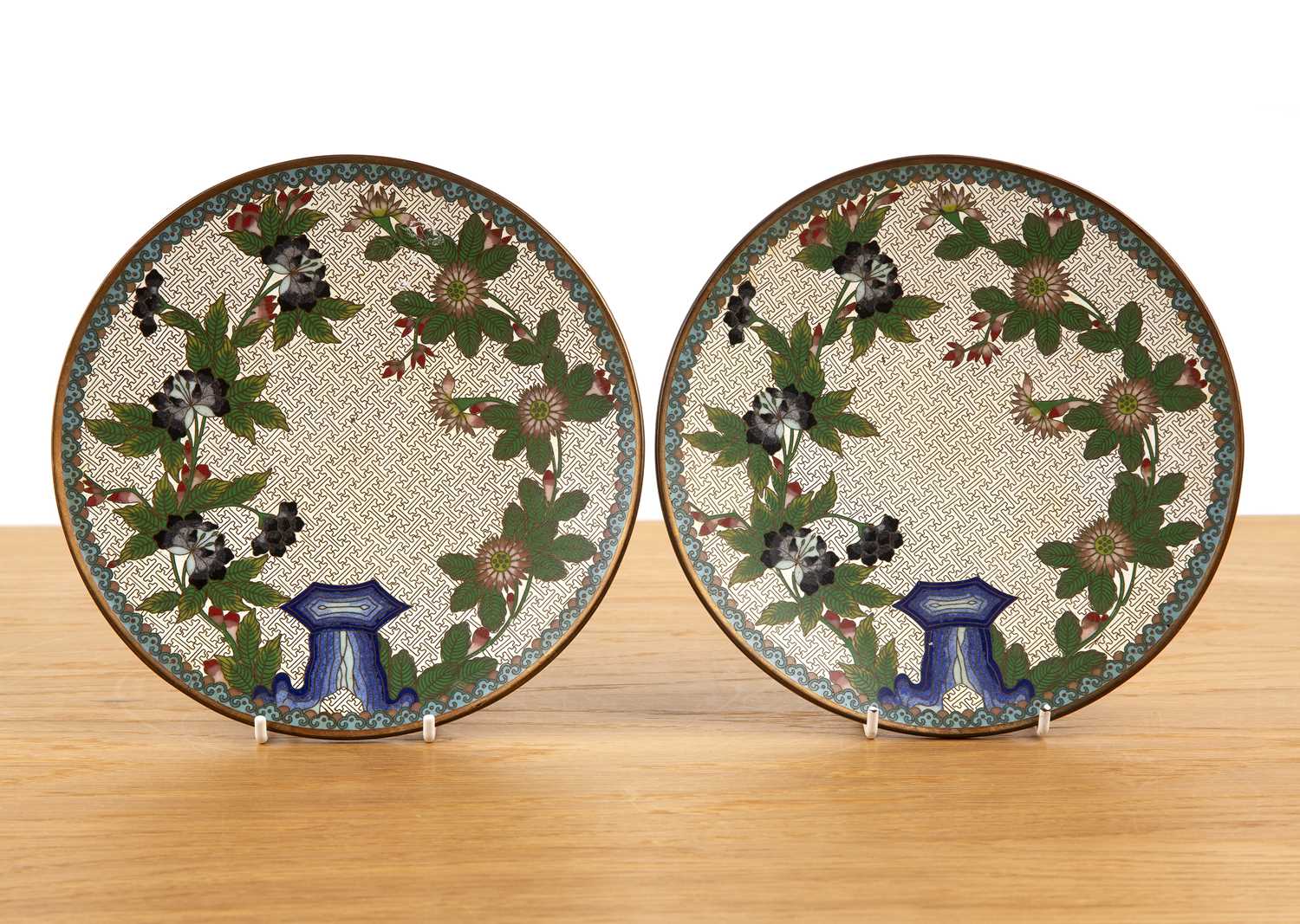 Lot 409 - Pair of cloisonne marked dishes Chinese, 19th...