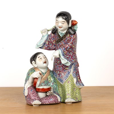 Lot 135 - Porcelain mother and child group Chinese, 20th...