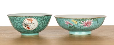 Lot 155 - Two green porcelain bowls Chinese, early 20th...