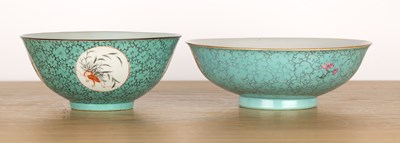 Lot 155 - Two green porcelain bowls Chinese, early 20th...