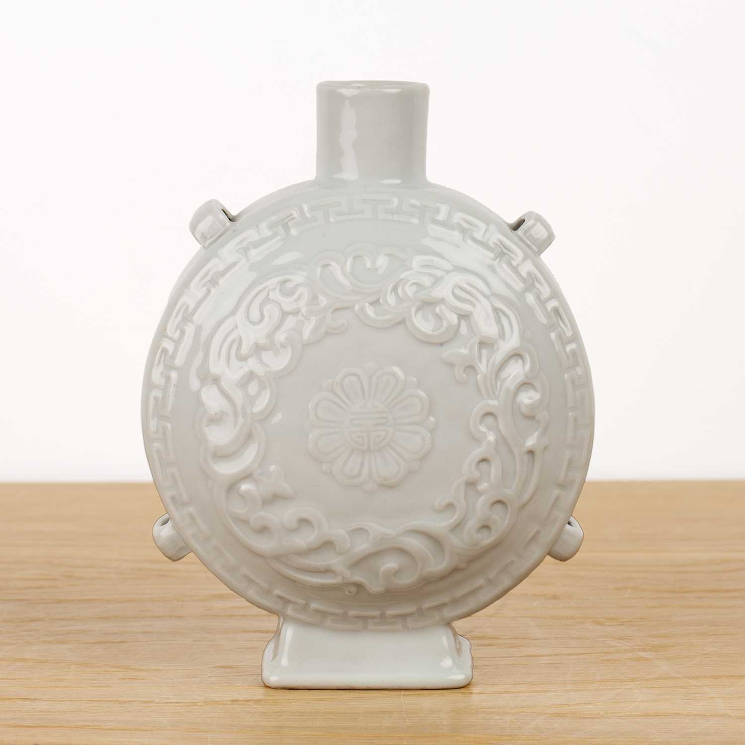Lot 136 - White glazed porcelain moon flask Chinese,...