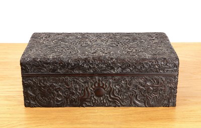 Lot 413 - Carved rectangular zitan box Chinese, circa...