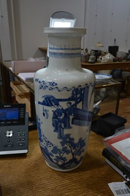 Lot 94 - Blue and white porcelain rouleau vase Chinese,...