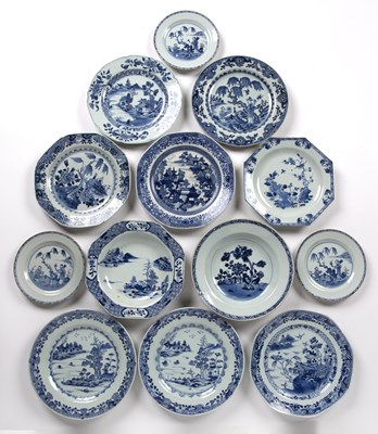 Lot 41 - Group of blue and white porcelain bowls and...