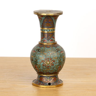 Lot 422 - Cloisonne vase Chinese, Qianlong with taotie,...