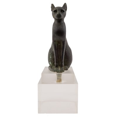 Lot 122 - An Egyptian bronze cat figure , hollow cast,...