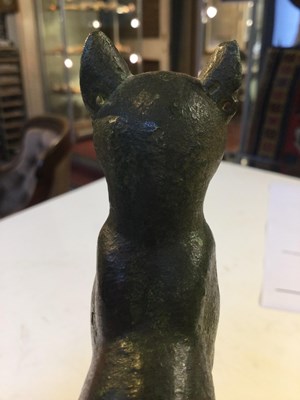 Lot 122 - An Egyptian bronze cat figure , hollow cast,...