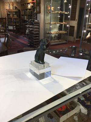 Lot 122 - An Egyptian bronze cat figure , hollow cast,...