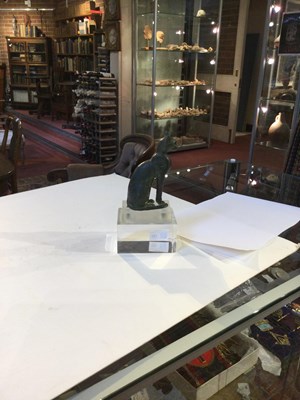 Lot 122 - An Egyptian bronze cat figure , hollow cast,...