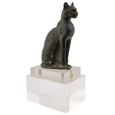 Lot 122 - An Egyptian bronze cat figure , hollow cast,...