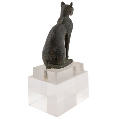 Lot 122 - An Egyptian bronze cat figure , hollow cast,...