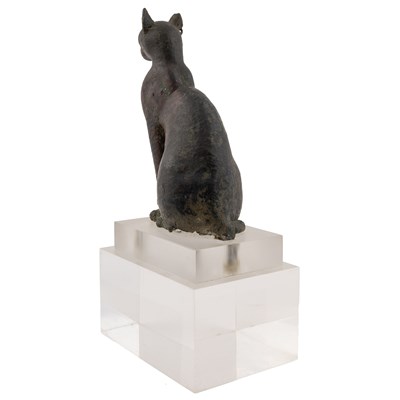 Lot 122 - An Egyptian bronze cat figure , hollow cast,...