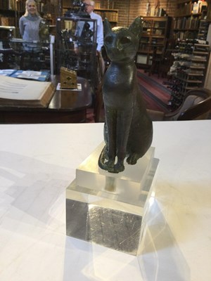 Lot 122 - An Egyptian bronze cat figure , hollow cast,...