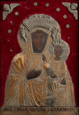 Lot 70 - A 19th century Russian icon in gilded wood,...