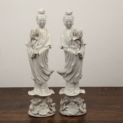 Lot 467 - Two blanc de Chine models of Guanyin Chinese,...