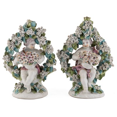 Lot 77 - A pair late 18th century possibly Derby flower...