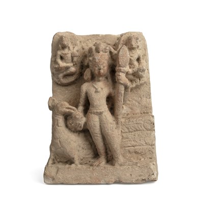 Lot 126 - An antique Indian sandstone relief panel...