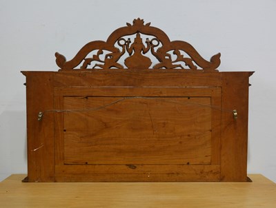 Lot 432 - Hardwood arched panel Indian carved with a...