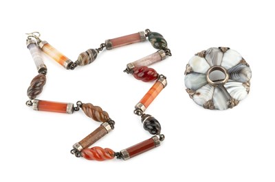 Lot A Scottish hardstone necklace, composed of...