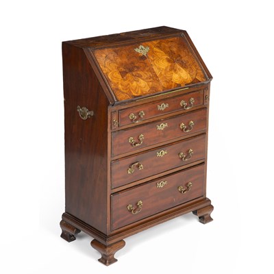 Lot 186 - A 19th century walnut bureau of small...