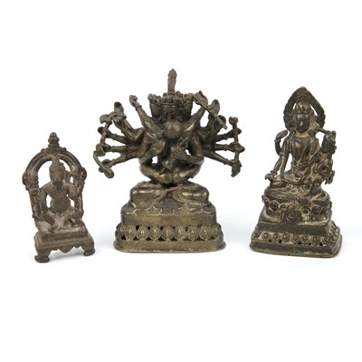 Lot 134 - An antique Indian bronze Vishnu and Lakshmi...