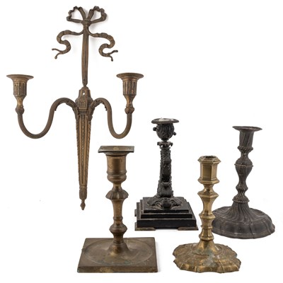 Lot 110 - A group of 18th century and later candlesticks