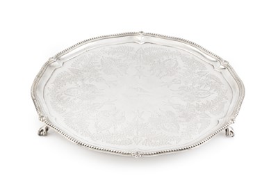 Lot 878 - A late Victorian silver salver, with shaped...