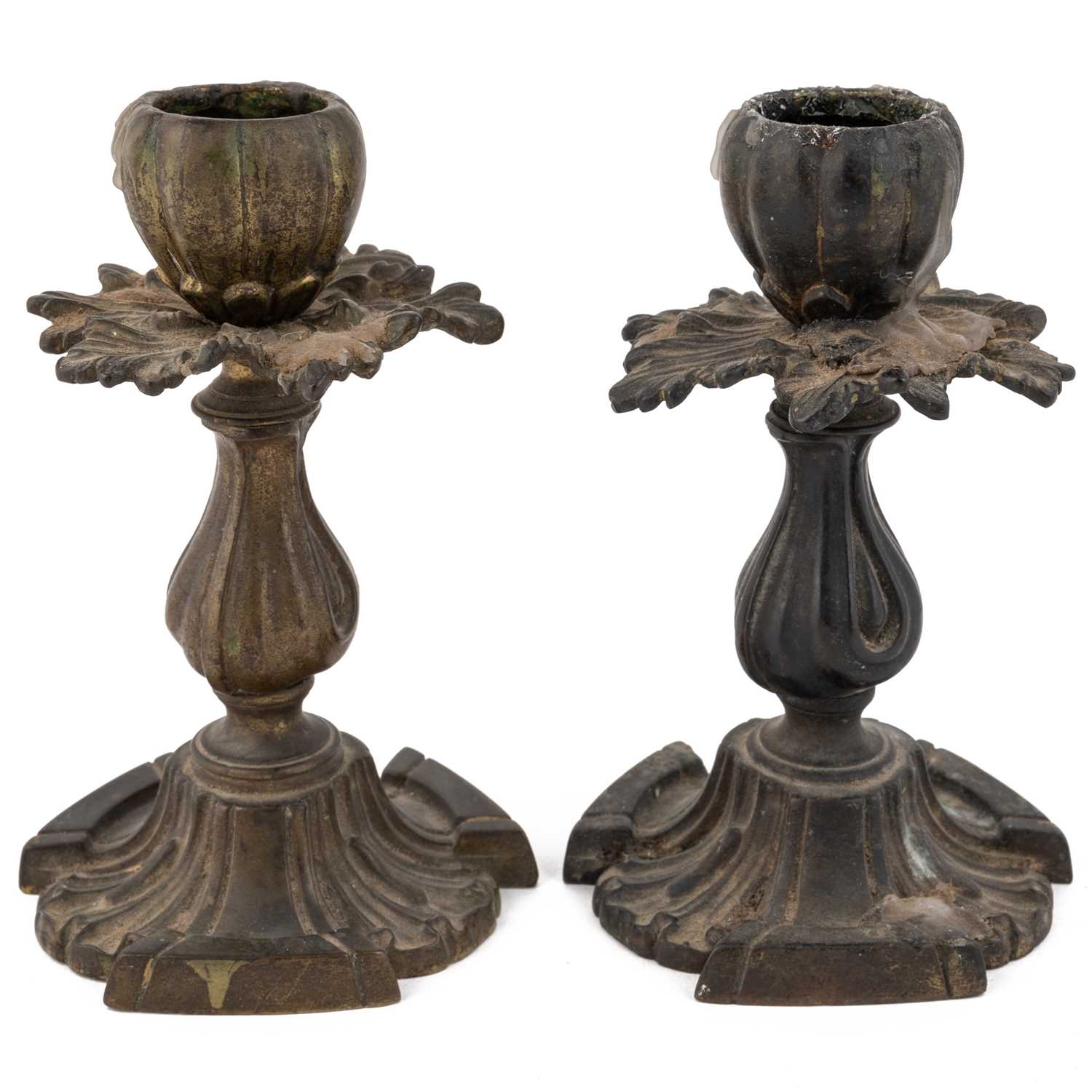 Lot 56 - A pair of brass candlesticks