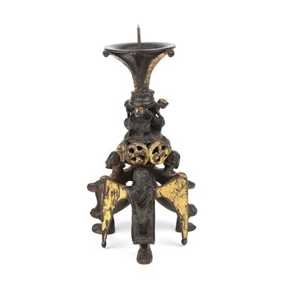 Lot 265 - A bronze gothic pricket candlestick in the...