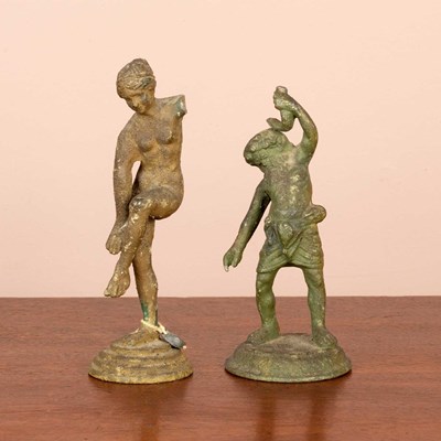 Lot 444 - Two cold painted bronze statues and a corkscrew