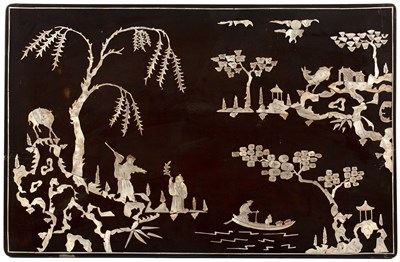 Lot 345 - Two inlaid lacquered panels Chinese, 20th...