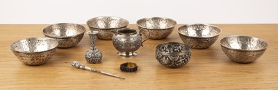 Lot 262 - Collection of silver and metal ware Indian,...