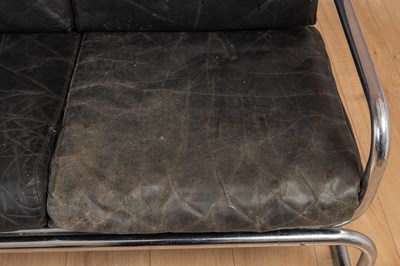 Lot 1122 - A pair of tubular chrome and leather sofas by Rodney Kinsman for OMK