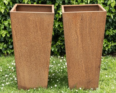 Lot 1210 - A pair of Corten steel planters