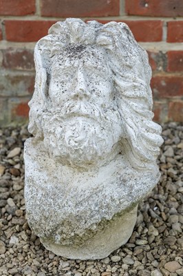 Lot 1312 - A cast reconstituted stone bust of a bearded man