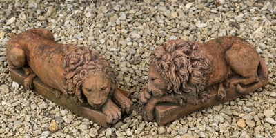 Lot 1223 - A pair of cast 'Canova' lions