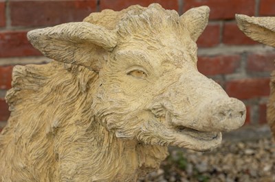 Lot 1364 - A pair of gate post finials in the form of boar