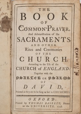 Lot 315 - An 18th century Book of Common Prayer printed...