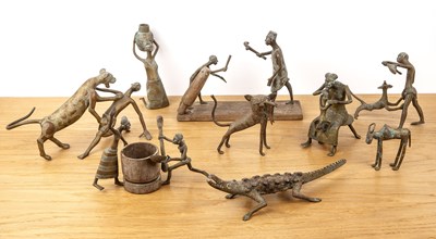 Lot 459 - Group of Benin style bronze figures Fon people...