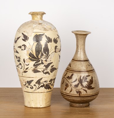 Lot 179 - Two Cizhou vases Chinese one of Meiping form...