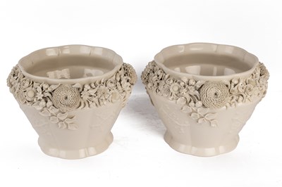 Lot 431 - A pair of Belleek jardinières