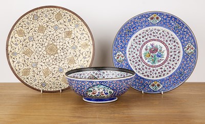 Lot 475 - Three enamel pieces Persian, 20th Century...